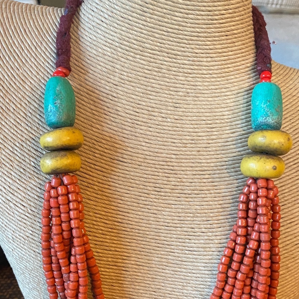 Vintage Moroccan Amber Resin Berber Wedding Necklace - Picture 3 of 6
